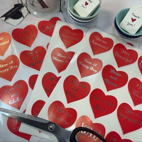 3” XL HEART STICKERS FOR BUSINESS SUPPLY SELLER THANK YOU BULK POSHMARK PRO - Picture 1 of 4
